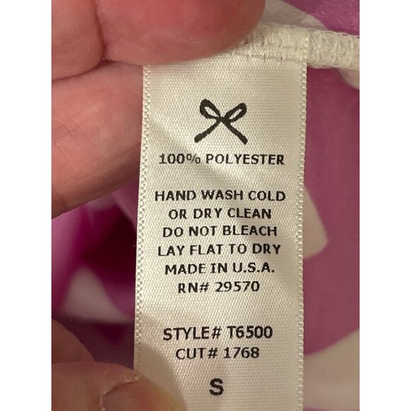 Chevron Pattern Pink & White 3/4 Sleeve Blouse With Buttoned Cuff - Picture 5 of 5